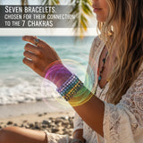 Juego de chakras de pulsera de cuentas Mala de 7 piezas (una pulsera para cada chakra)