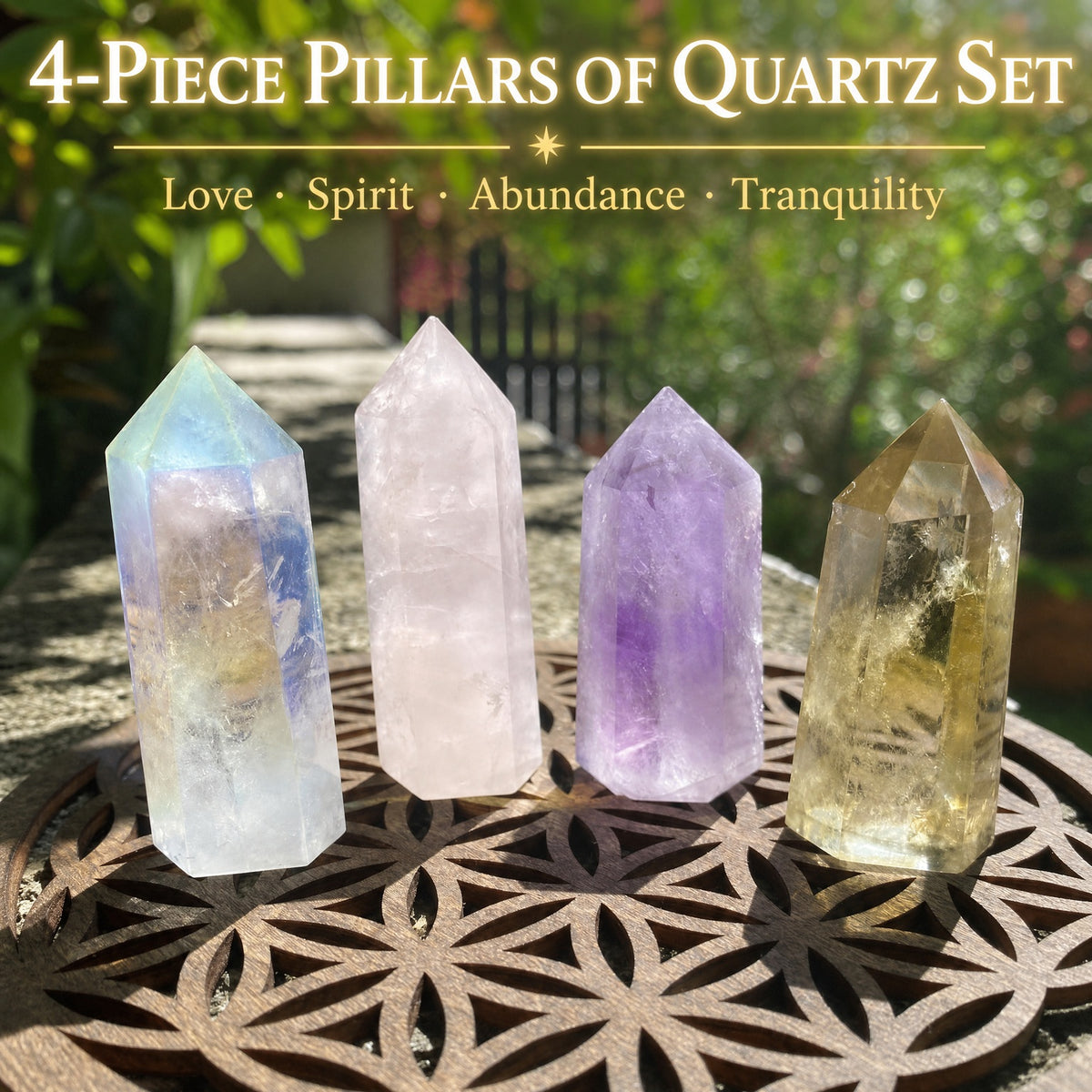 Ensemble de 4 piliers de quartz