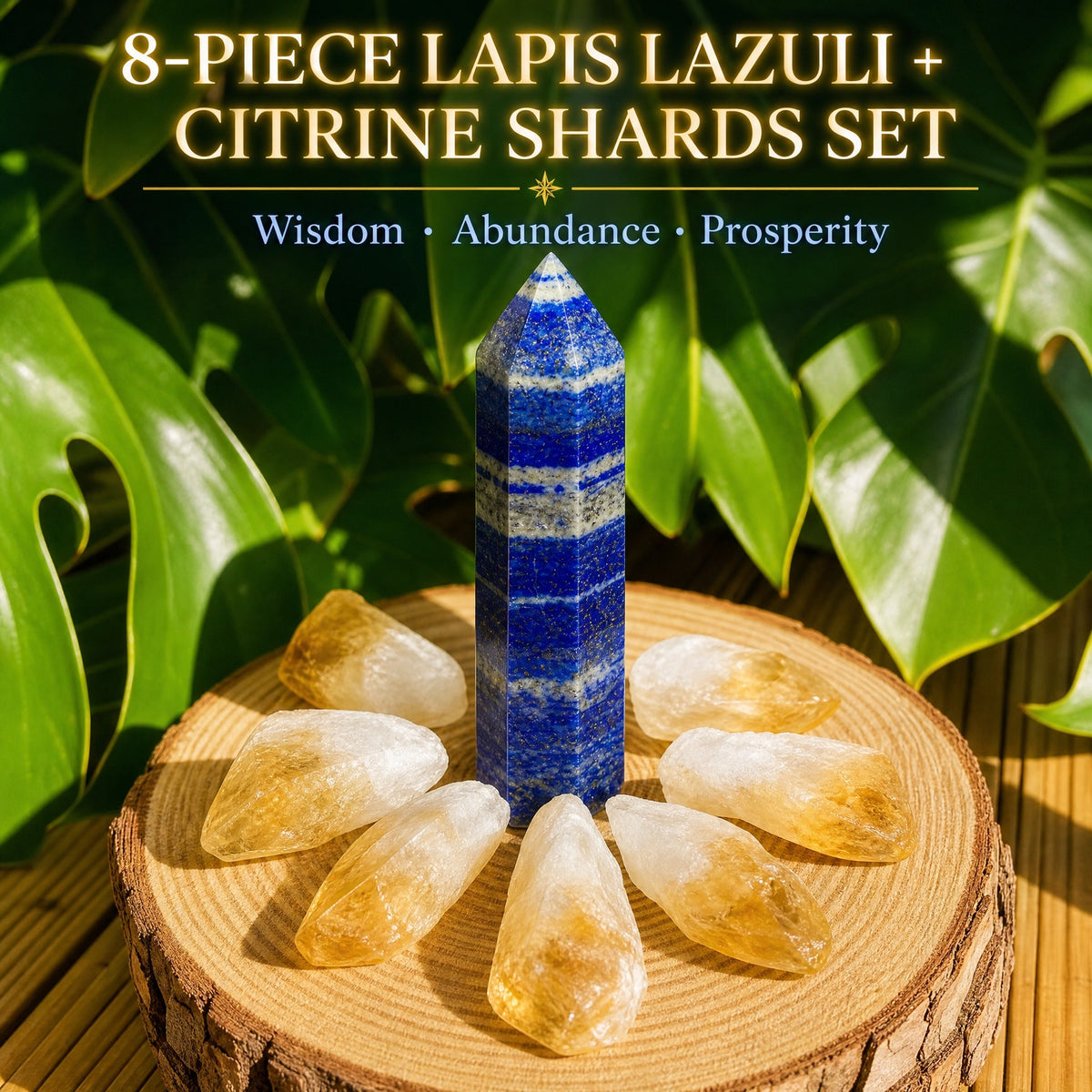 Ensemble de 8 éclats de lapis-lazuli et de citrine