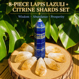 8-delige set lapis lazuli + citrienscherven