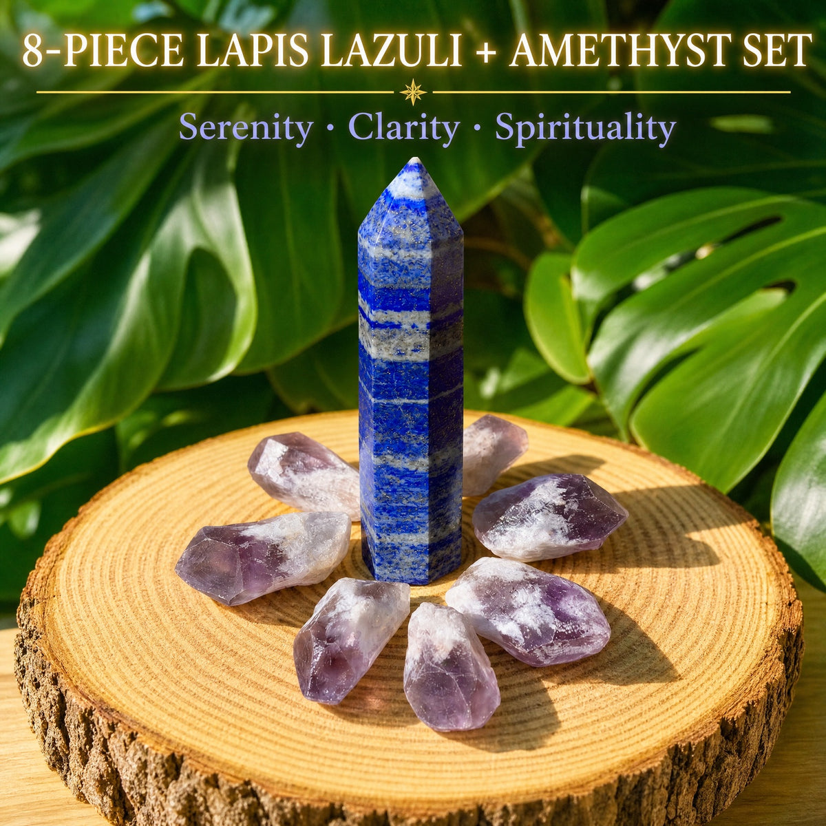 Ensemble 8 pièces Lapis Lazuli + Améthyste
