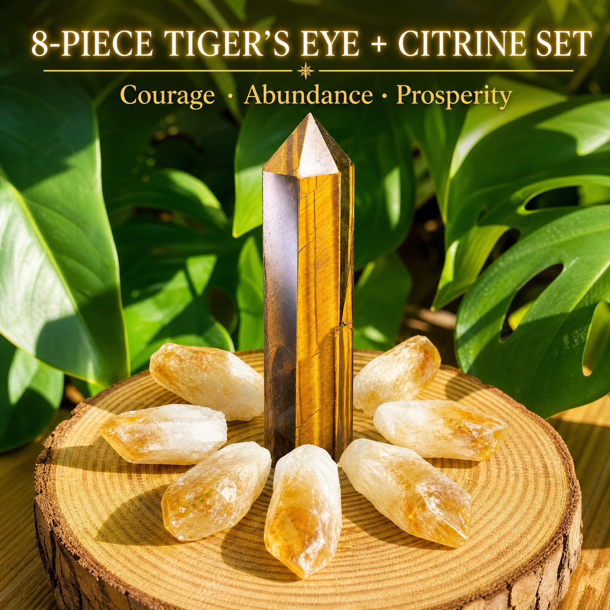 Coffret 8 pièces Oeil de Tigre + Citrine