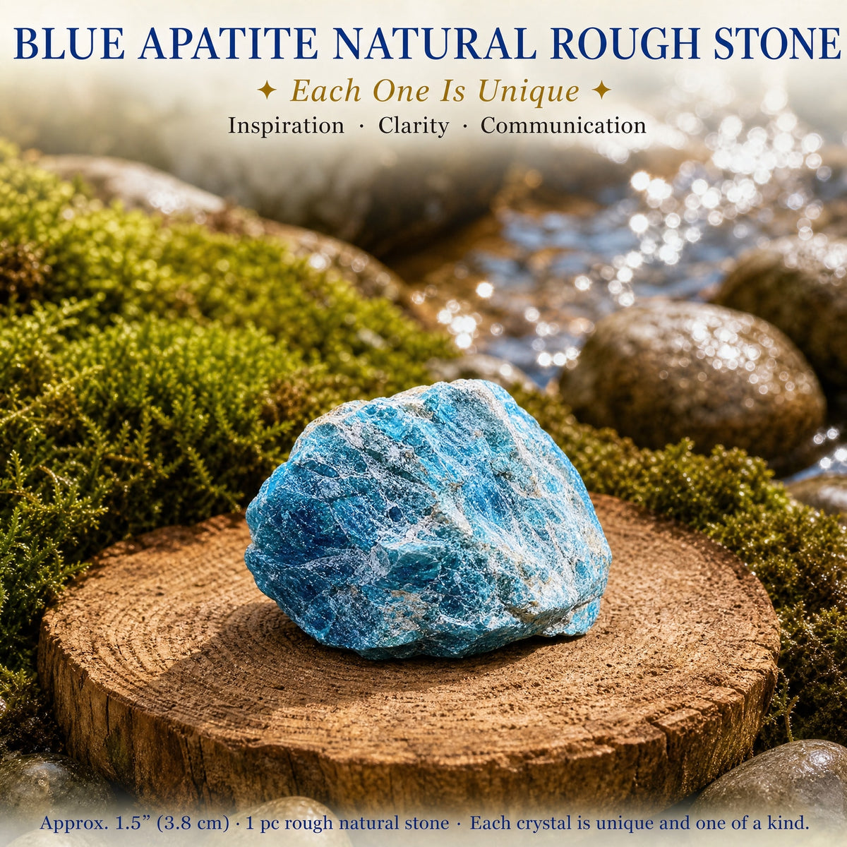 Pierre brute naturelle d'apatite bleue