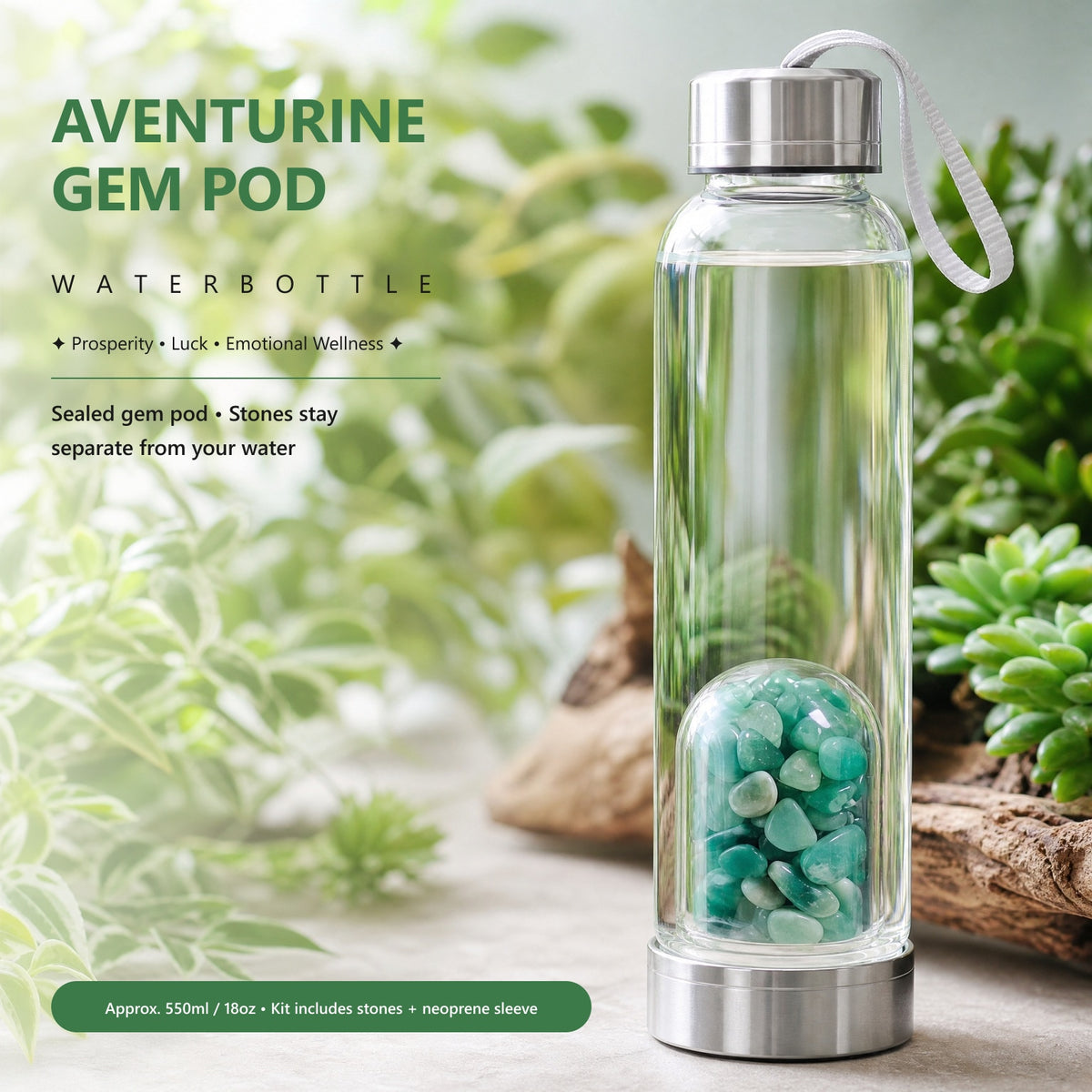 Bouteille d'eau Aventurine Gem Pod 💧