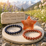 Fire Quartz Crystal Star + Mala Bracelets Gift Set