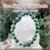 Mala groene vlek Jasper armband met fluwelen zakje