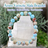 Bracelet Mala Azure Variscite Avec Pochette En Velours