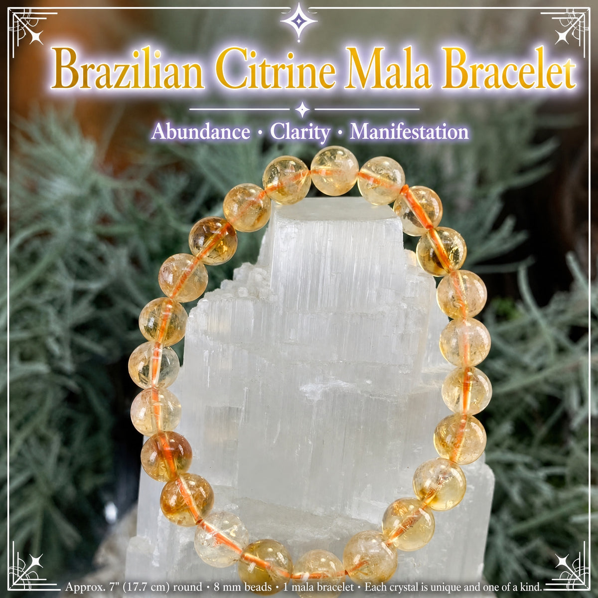 Bracelet Mala Citrine Brésilienne Avec Pochette En Velours