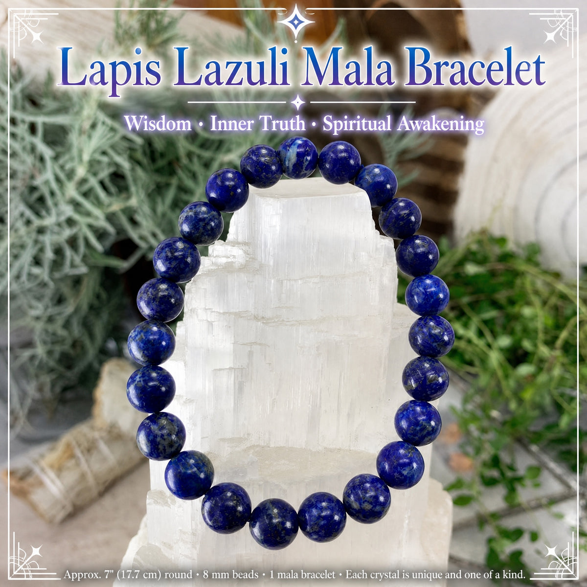 Bracelet Mala Lapis Lazuli Avec Pochette En Velours