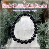 Pulsera Mala De Obsidiana Negra Con Bolsita De Terciopelo