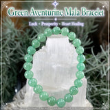 Bracelet Mala Aventurine Verte Avec Pochette En Velours