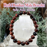 Mala rode obsidiaan armband met fluwelen zakje