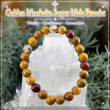Mala gouden Mookaiet Jasper armband met fluwelen zakje
