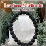 Βραχιόλι Mala Lava Stone With Velvet Pouch