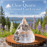 Cristal de quartz clair taillé en diamant