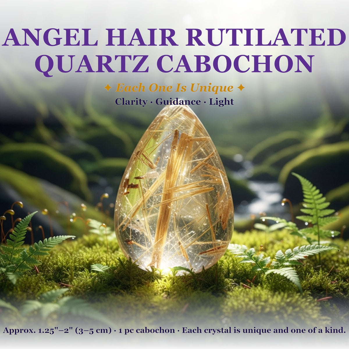 Larme de quartz rutilée de cheveux d’ange