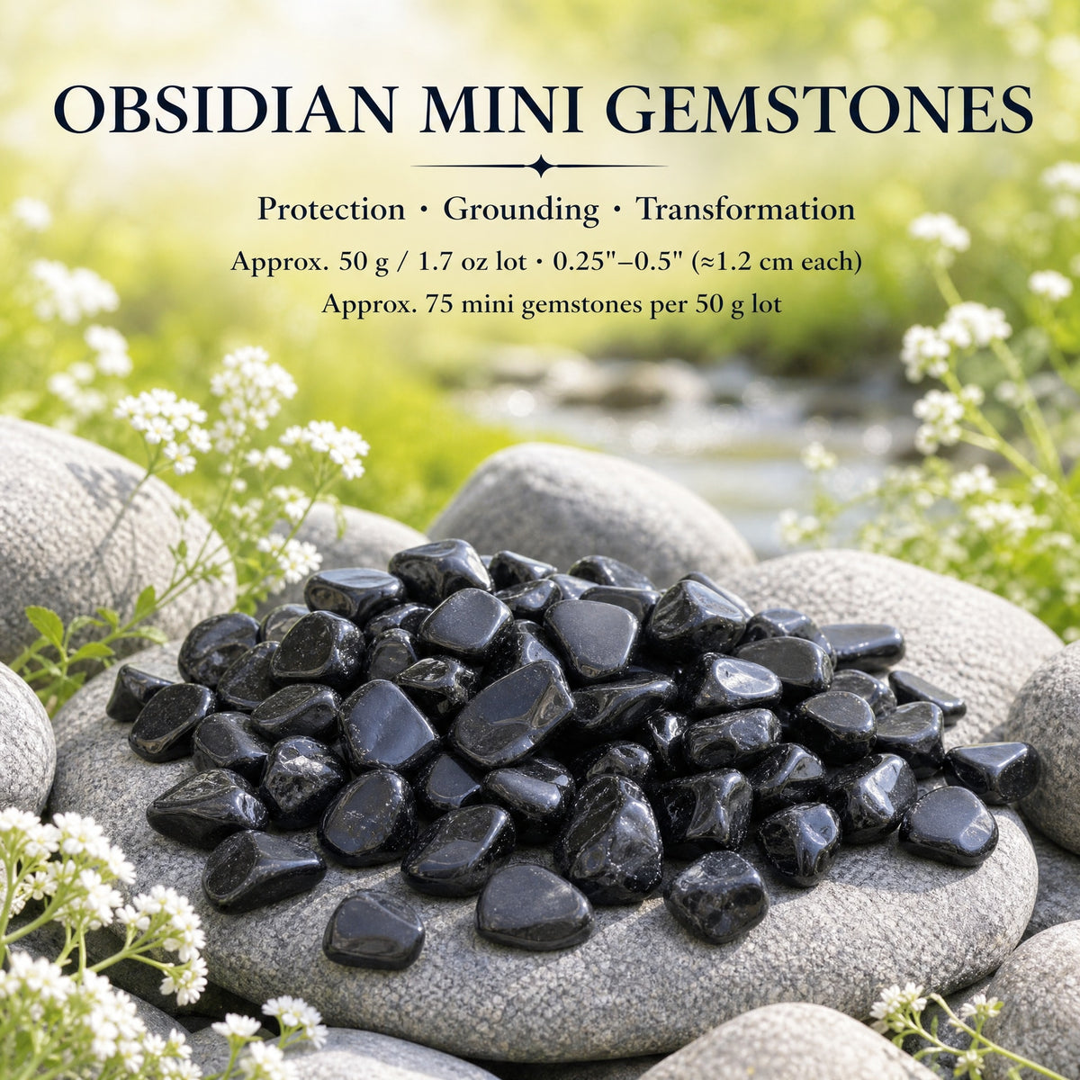 Obsidian Mini Gemstones  (50 Gram / 1.7oz Lot)