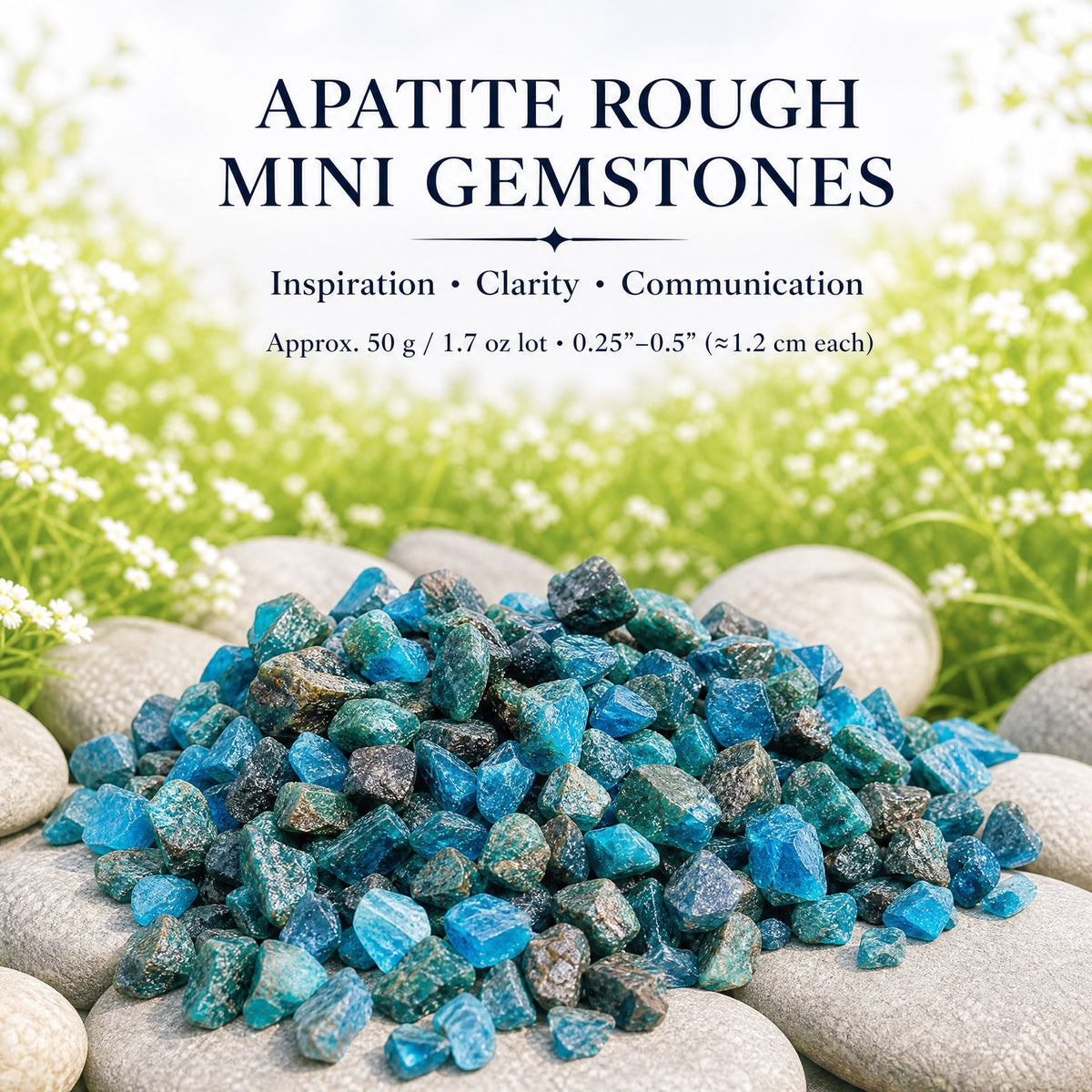 Mini pierres précieuses brutes d'apatite (lot de 50 grammes / 1,7 oz)