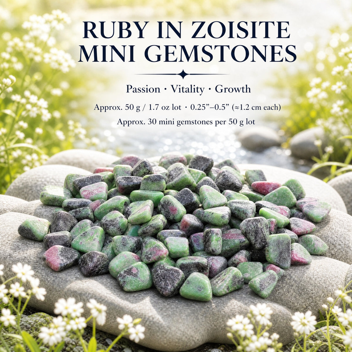 Ruby In Zoisite Mini Gemstones (50 Gram / 1.7oz. Lot)
