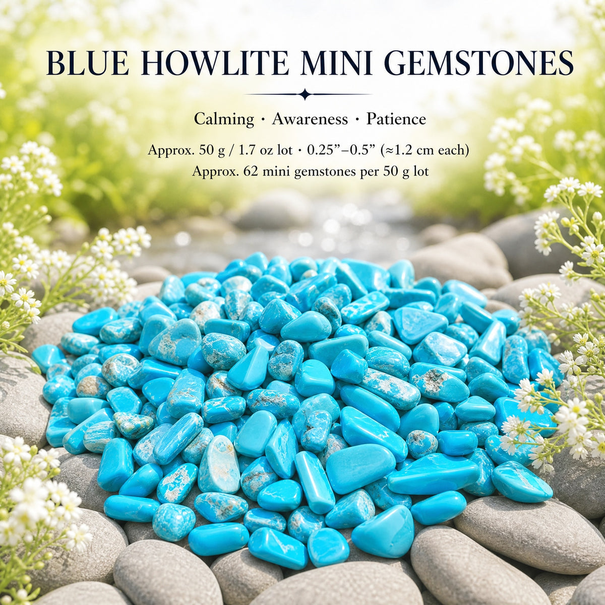 Blue Howlite Mini Gemstones (lot de 50 grammes / 1,7 oz)