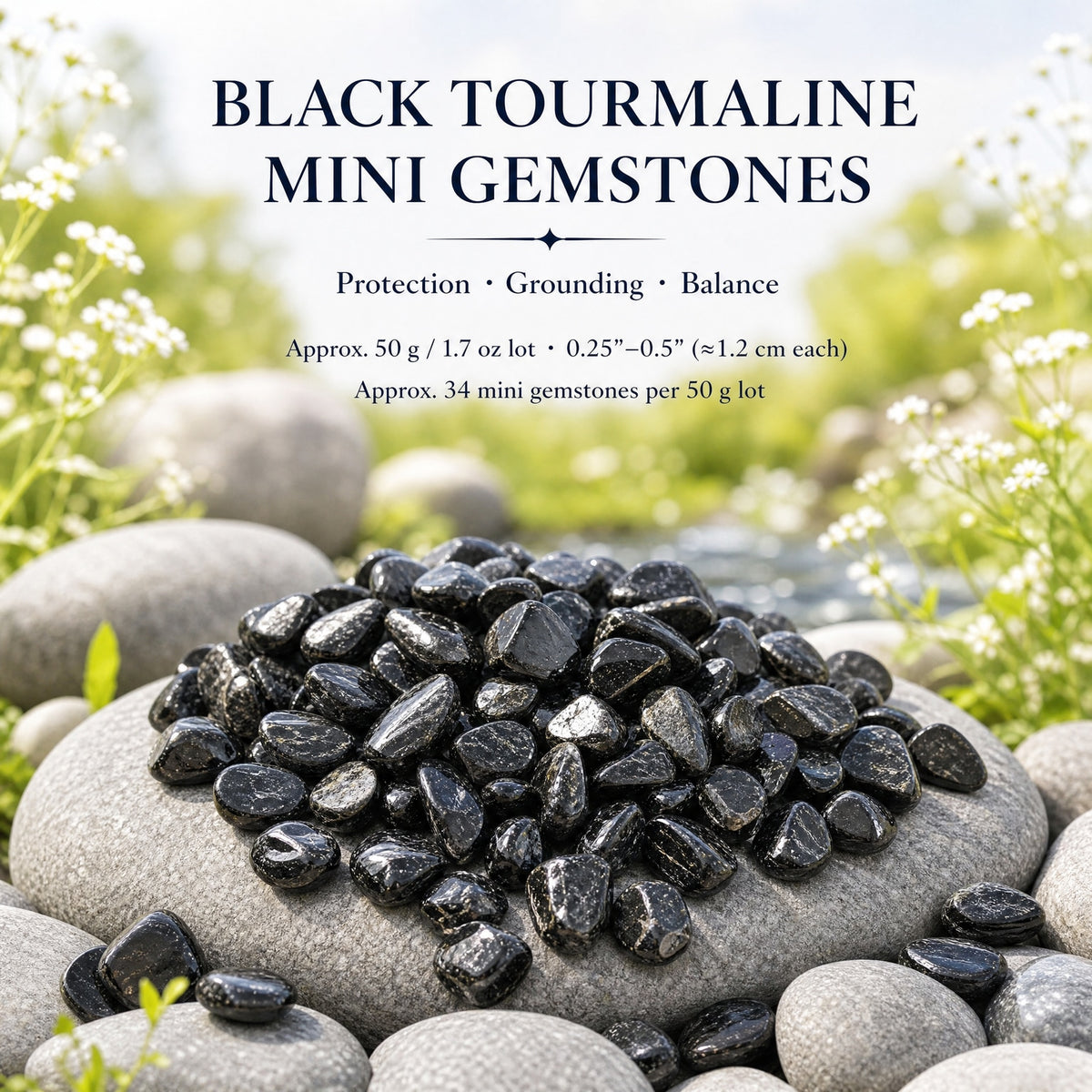 Mini pierres précieuses de tourmaline noire (lot de 50 grammes / 1,7 oz)