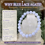 Mala Blue Lace Agate Armband med sammetspåse