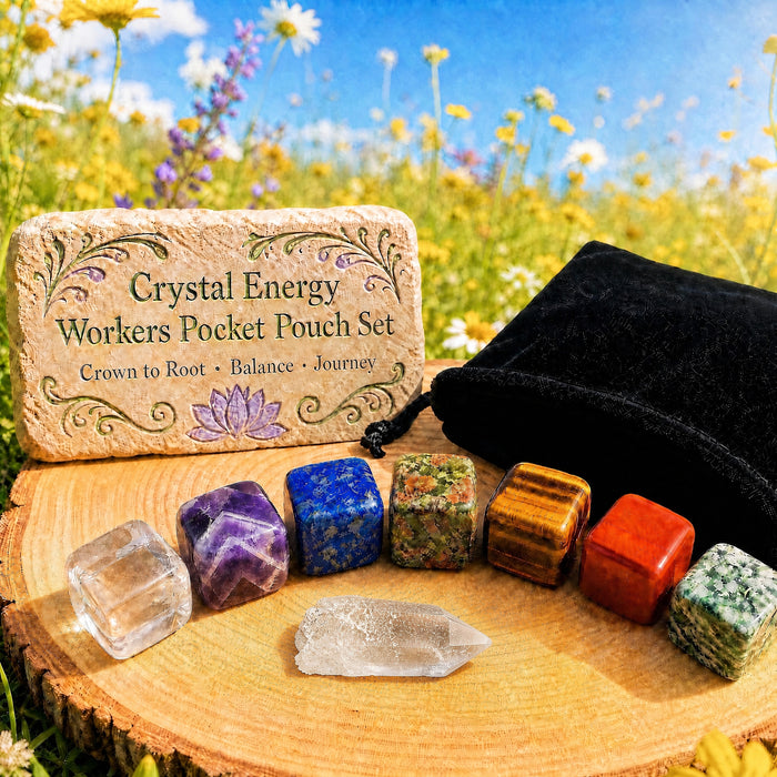 Set tascabile Crystal Energy Workers + borsa per il trasporto in velluto