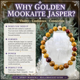 Mala gouden Mookaiet Jasper armband met fluwelen zakje