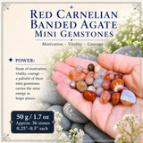 Red Carnelian Banded Agate Mini Gemstones (50 Gram / 1.7oz. Lot)
