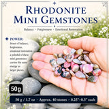 Mini pierres précieuses de rhodonite (lot de 50 grammes / 1,7 oz)