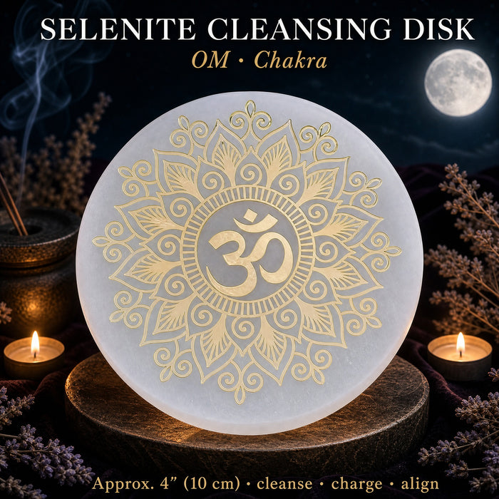 Disque de nettoyage Sélénite OM Chakra