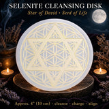 Selenit Davidsstjerne på Seed Life Cleansing Disk