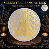 Selenite Yoga Chakra Flower of Life Cleansing Disk