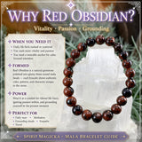 Mala rode obsidiaan armband met fluwelen zakje