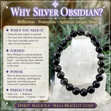 Mala Silber-Obsidian-Armband mit Samtbeutel