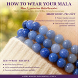 Bracelet Mala Aventurine Bleue Avec Pochette En Velours
