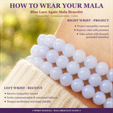 Mala Blue Lace Agate Armband med sammetspåse
