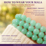 Bracelet Mala Aventurine Verte Avec Pochette En Velours