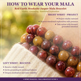 Bracelet Mala Red Earth Mookaite Jasper avec pochette en velours