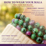 Mala Ruby Zoisite armband met fluwelen zakje
