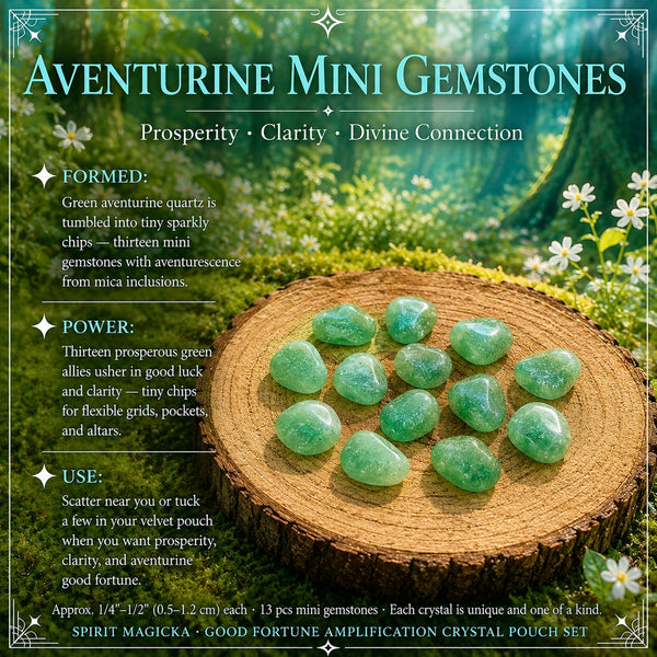 Thirteen tumbled green aventurine mini gemstones