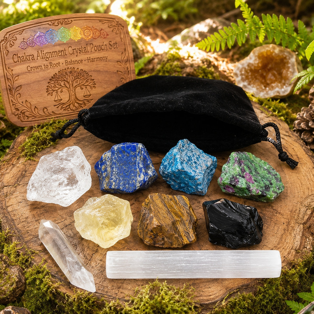 Ensemble de pochettes de gemmes d'alignement de chakra
