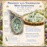 Prehnite avec mini pierres précieuses de tourmaline (lot de 50 grammes / 1,7 oz)