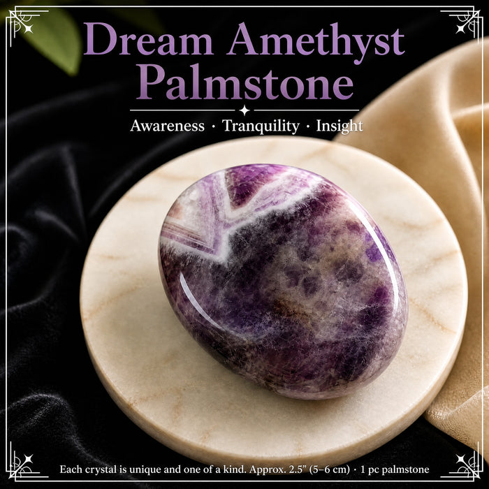 Banded purple and white dream amethyst palmstone