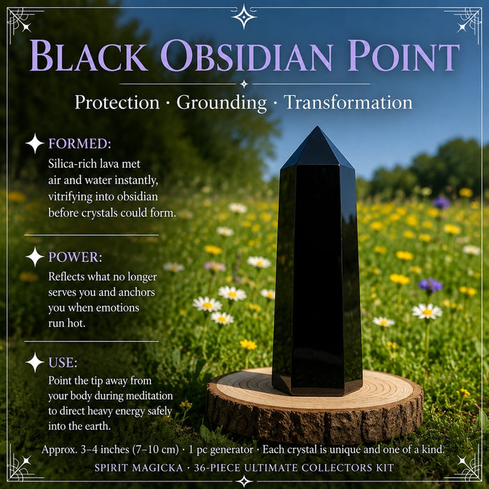 Black obsidian crystal point