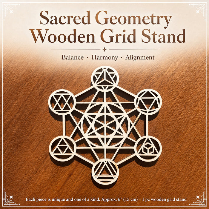 Six inch Metatron's cube sacred geometry wooden crystal grid