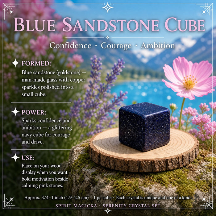 Glittering navy blue sandstone cube