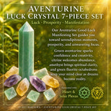 Conjunto de 7 peças de cristal da sorte aventurina