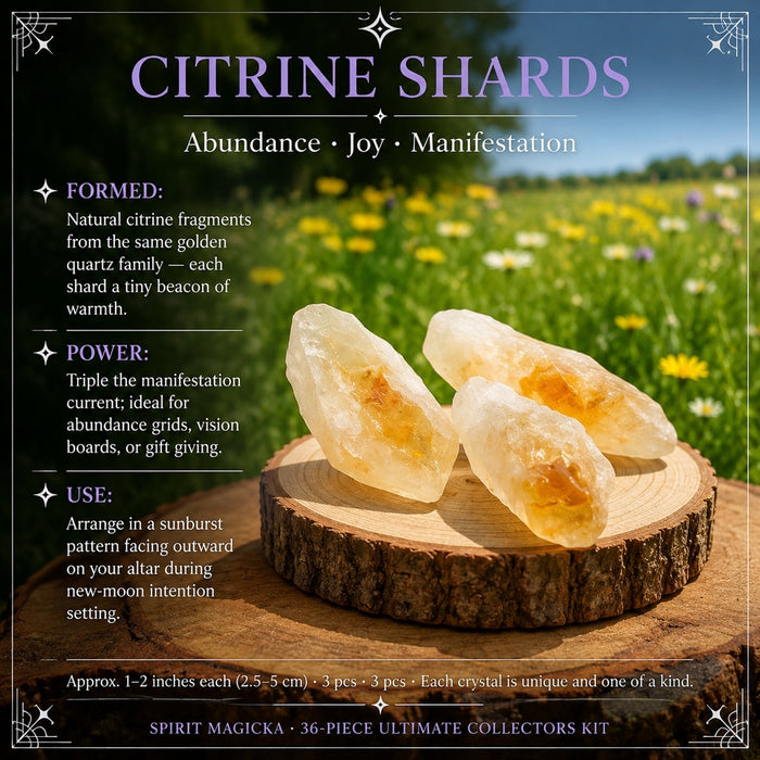 Three raw citrine shards