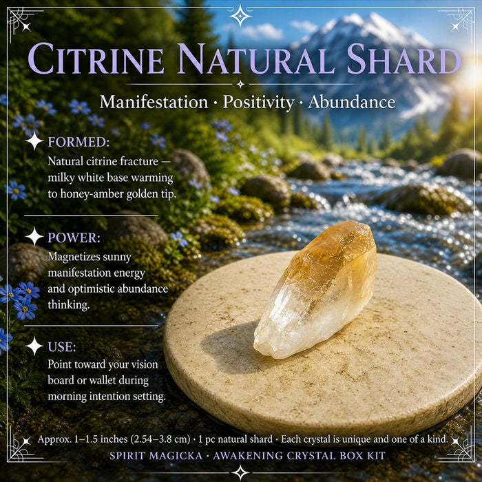 Natural citrine shard with a golden tip